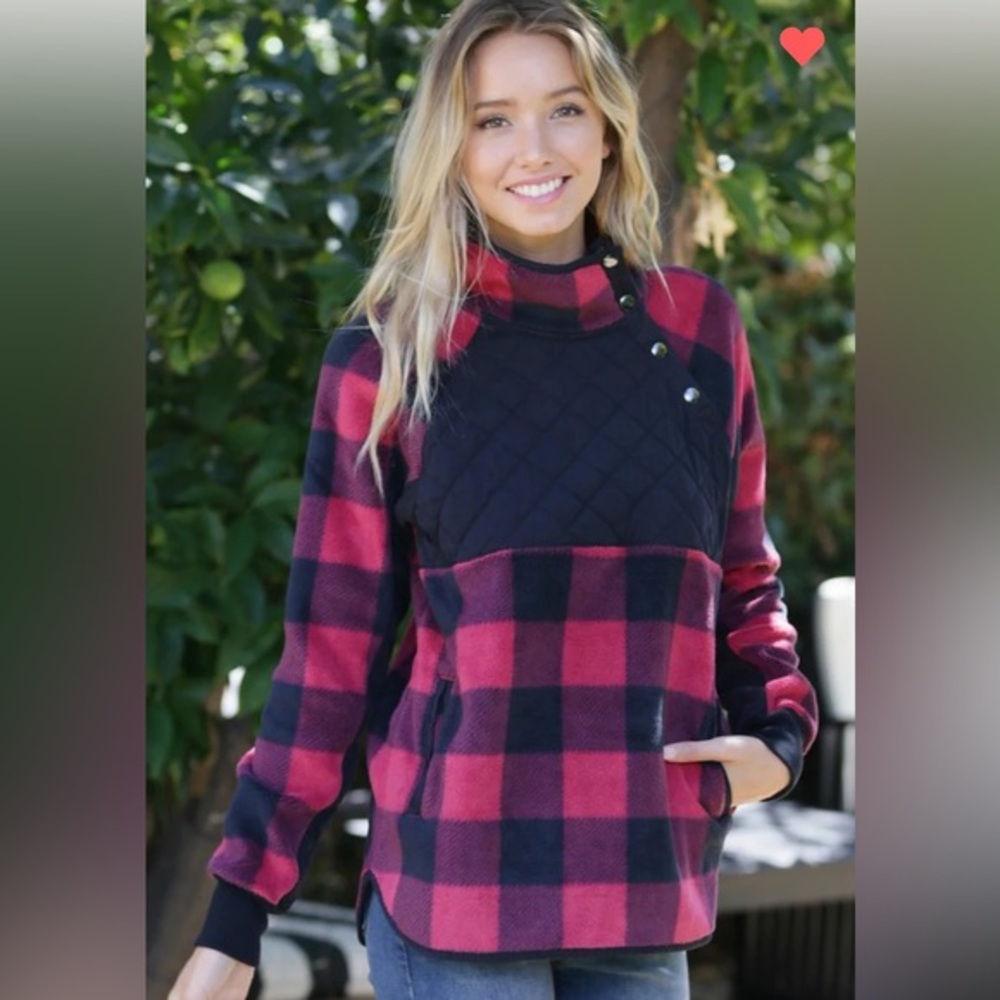 Abercrombie and Fitch RED BUFFALO PLAID SHERPA